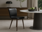 Bo Wood Dining Chair (Top Grain Leather), Black Walnut